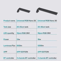 Kép 3/6 - Chihiros Universal RGB Nano lámpa 20 (14 W) Bluetooth vezérlővel